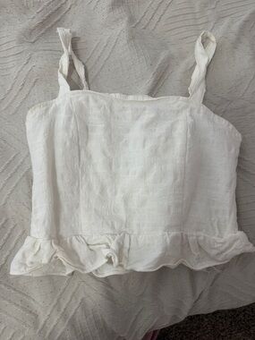 DO+BE White Ruffle-Hem Linen-Blend Camisole
